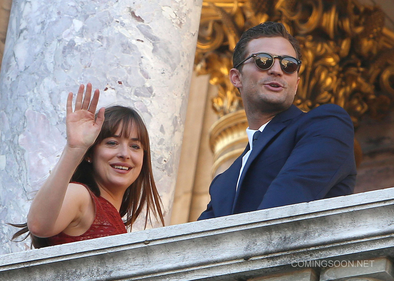 Filming on 'Fifty Shades Darker' takes place at Opera Garnier in Paris Featuring: Dakota Johnson, Jamie Dornan Where: Paris, France When: 18 Jul 2016 Credit: WENN.com **Not available for publication in France, Belgium, Spain, Italy**