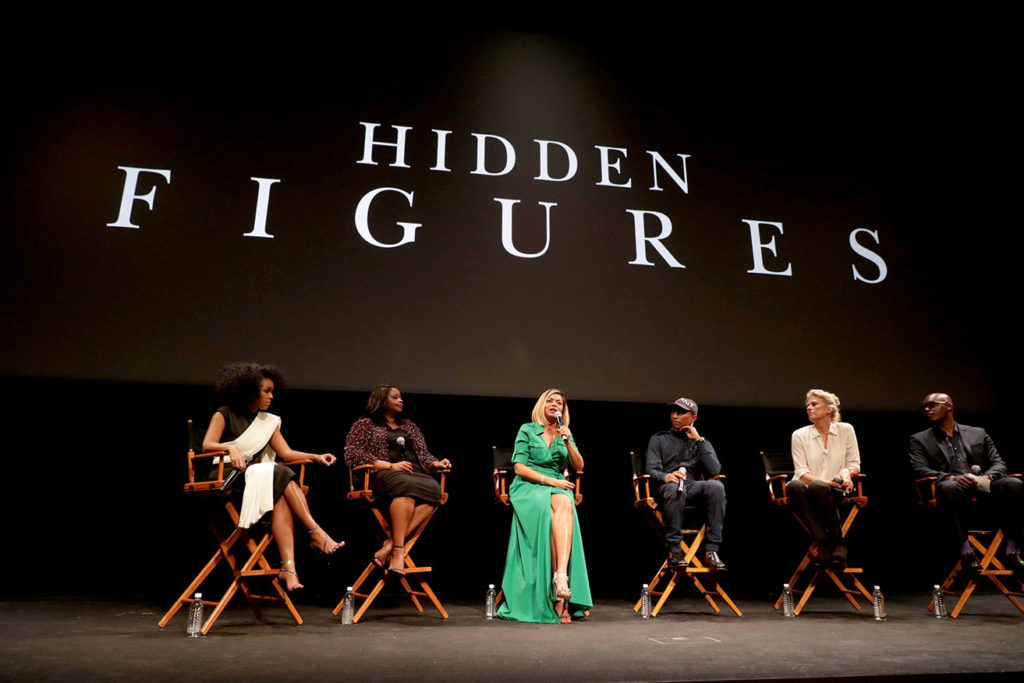 Janelle Monae, Octavia Spencer, Taraji P. Henson and Producers Pharrell Williams and Jenno Topping seen at Twentieth Century Fox HIDDEN FIGURES LIVE at the 2016 Toronto International Film Festival on Saturday, Sept. 10, 2016, in Toronto. (Photo by Eric Charbonneau/Invision for Twentieth Century Fox/AP Images)