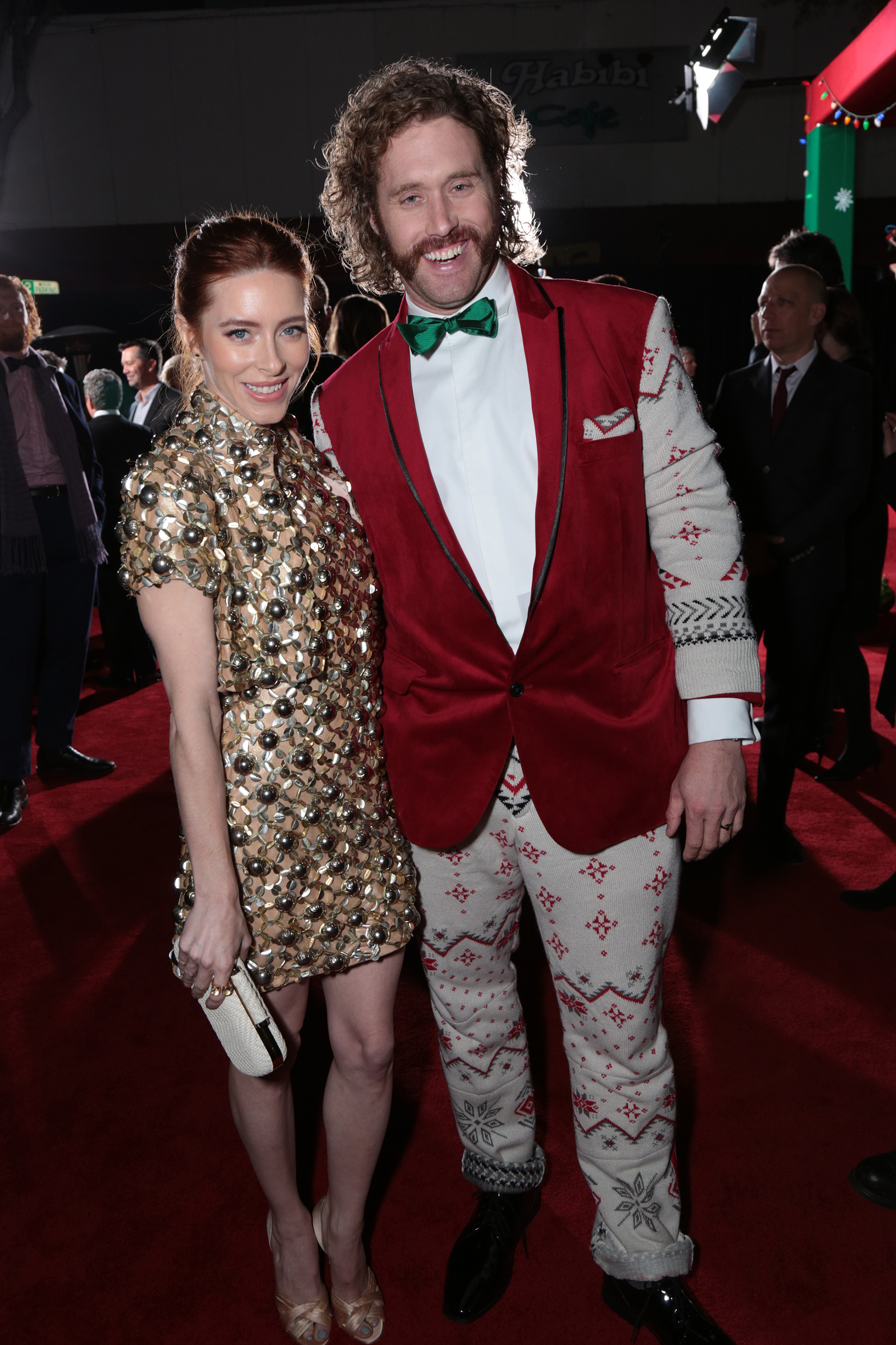 Kate Miller and T.J. Miller pose as Paramount Pictures presents the Los Angeles premiere of "Office Christmas Party" at the Regency Village Theater in Los Angeles, CA on Wednesday, December 7, 2016  (Photo: Alex J. Berliner / ABImages)