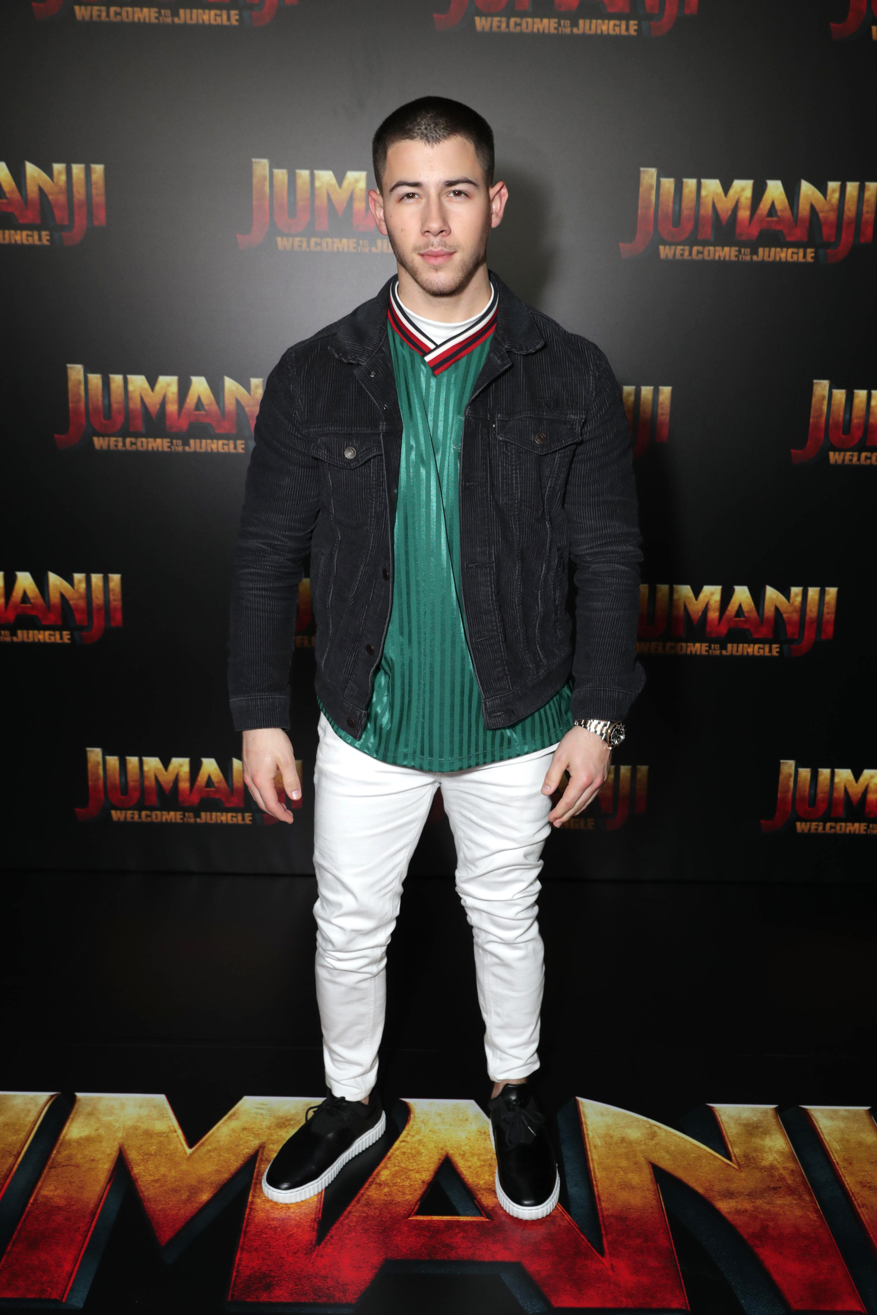 Nick Jonas seen at Columbia Pictures 'Jumanji: Welcome to the Jungle' photo call at 2017 CinemaCon on Monday, March 27, 2017, in Las Vegas.