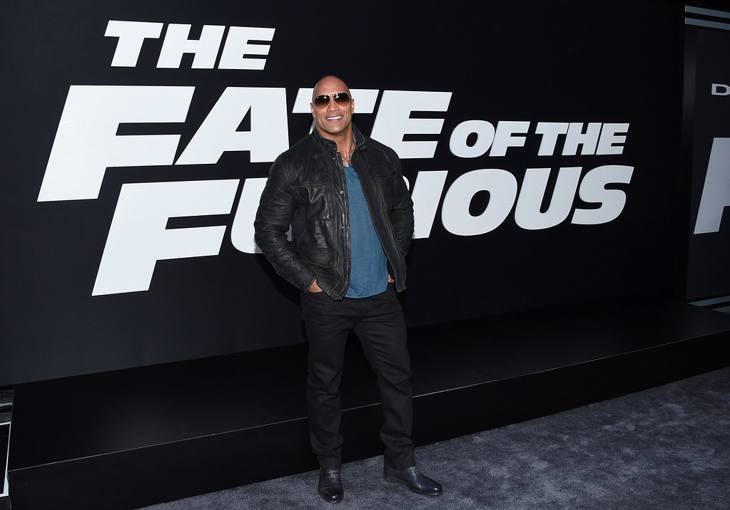 Dwayne Johnson attends the world premiere of Universal Pictures' "The Fate of the Furious" at Radio City Music Hall on Saturday, April 8, 2017, in New York. (Photo by Evan Agostini/Invision/AP)